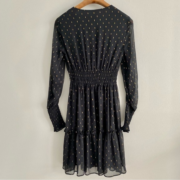 Taylor NWT Black & Gold Foil Dot Dress Size 2 - Picture 4 of 10